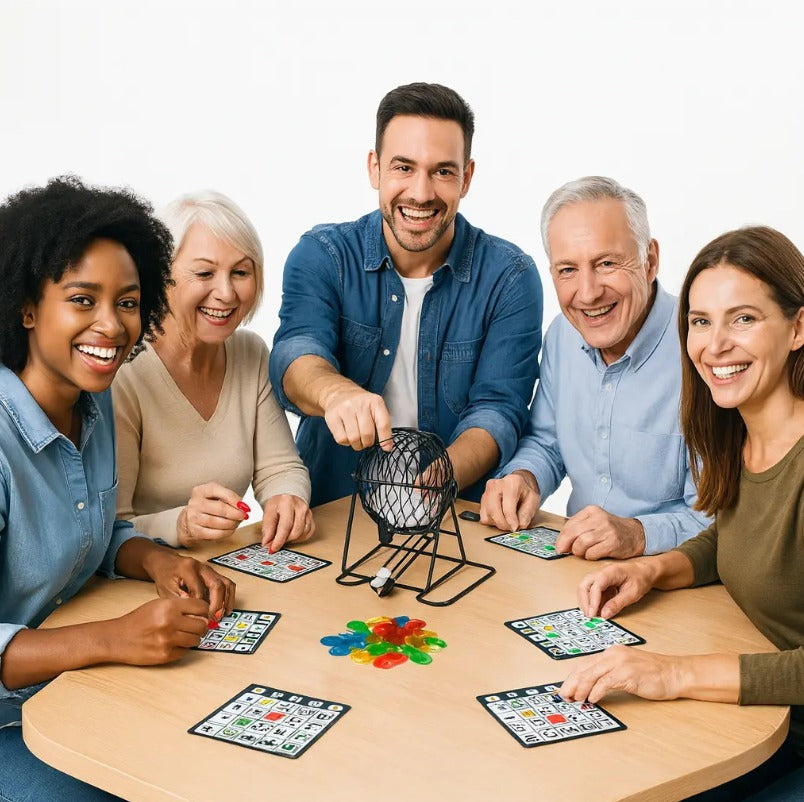Juego de Bingo Profesional con Tómbola Metálica