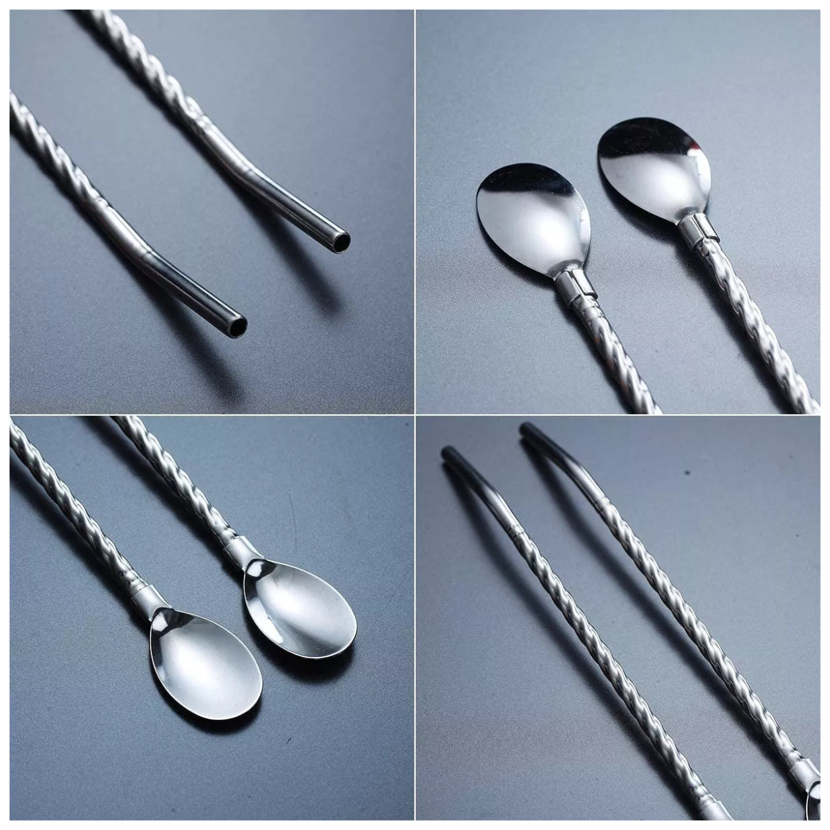 Set 6 Cucharas Largas de Acero Inoxidable